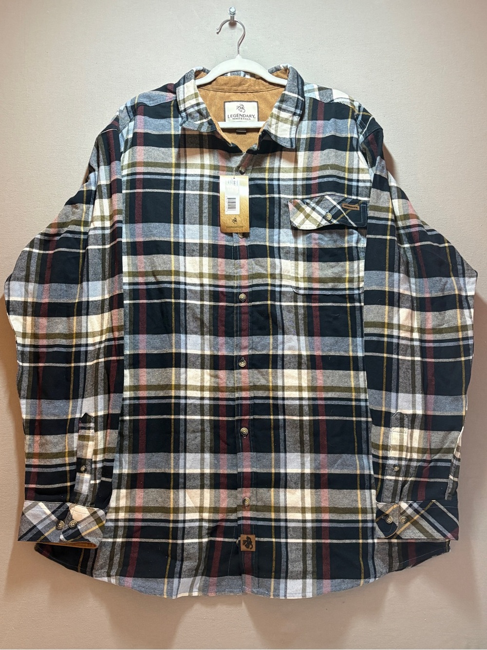 Legendary Whitetails Men's Plaid Button-Up Flannel Shirt - Black & Green 2XT NWT